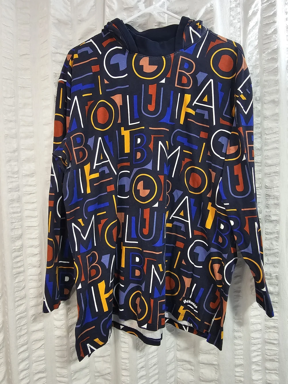 Columbia Sportswear Crew Neck Hooded Y2K Retro All Over Spell Out XL
